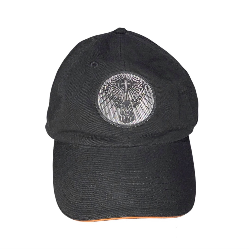 Jagermeister Black & Silver Signature Logo Patch Strapback Baseball Cap Hat